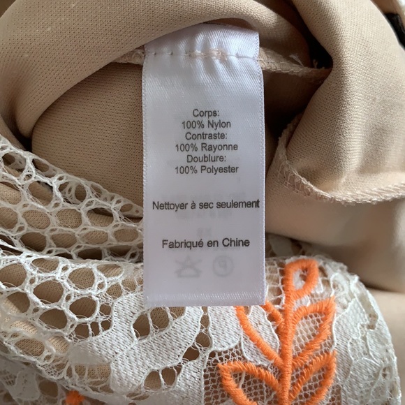 ASTR the Label Nude and Orange Lace Overlay V Neckline Slip Dress - Picture 13 of 14